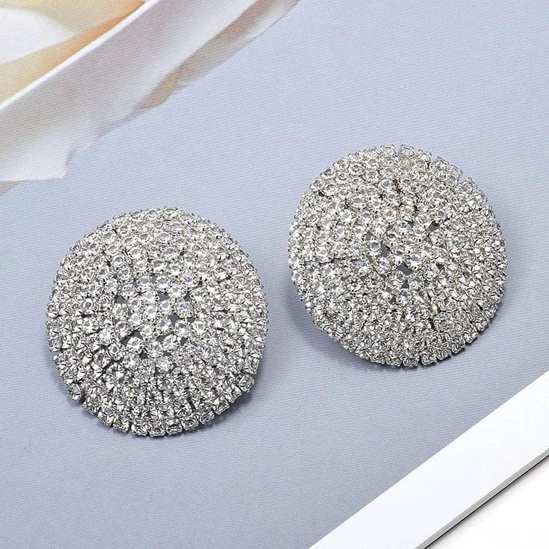 New Arrival Luxury Round Full Dense Crystals Drop Earrings High-Quality Fashion Rhinestone Earring Jewelry Accessories For Women