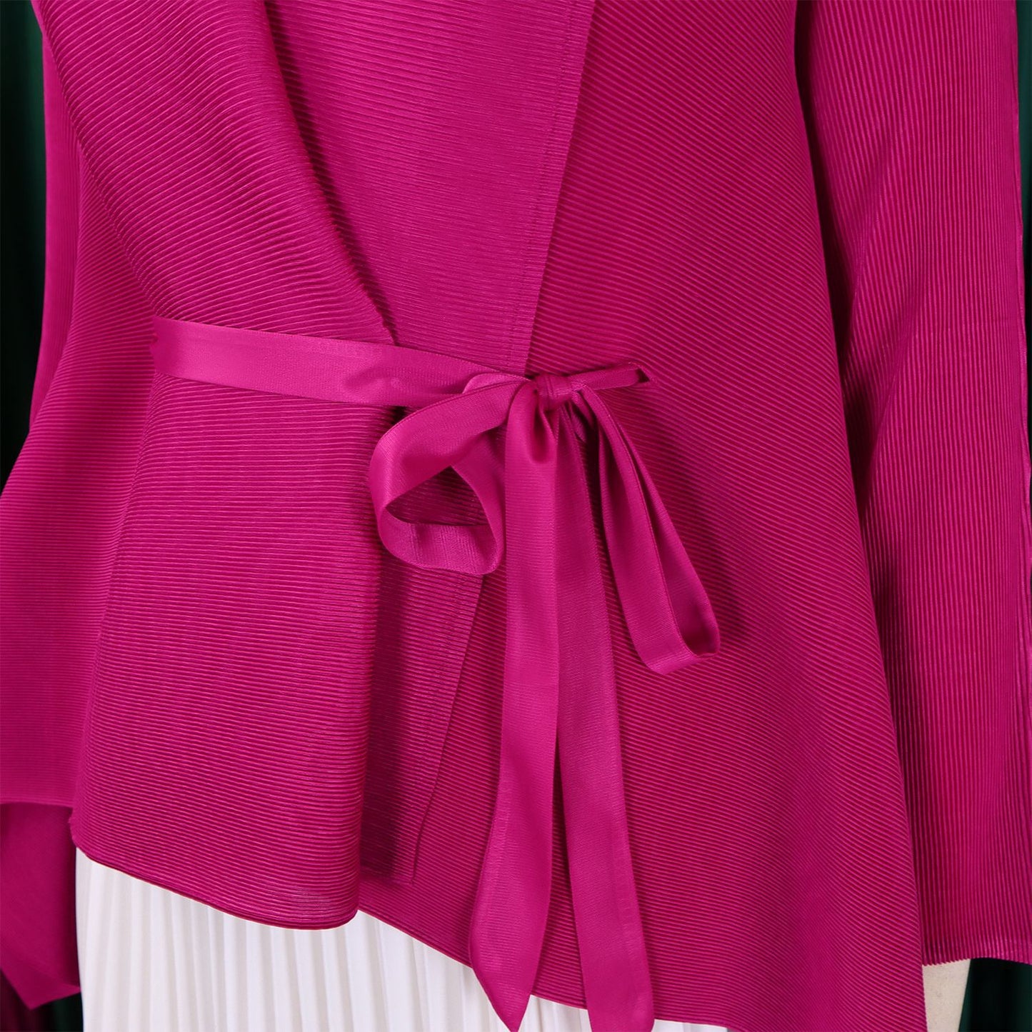 CM.YAYA Gradient Women's Set Full Sleeve Belt Blouse Shirt +Pleated Long Skirts Suit Street Two 2 Piece Set Outfit Tracksuit