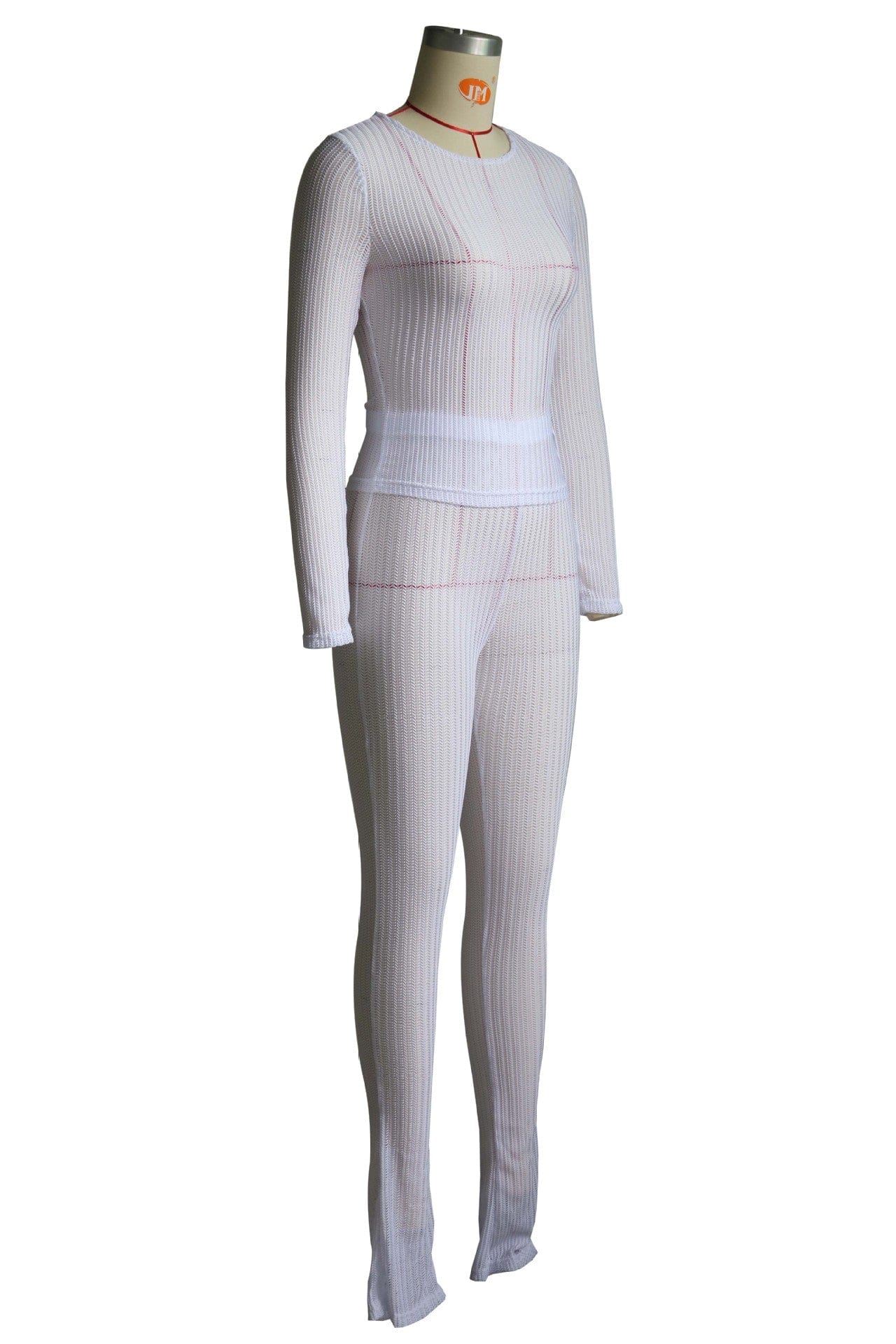 CM.YAYA Fashion See Though Women's Set Long Sleeve T-shirt and Flare Pants 2024 Active Street Two 2 Piece Sets Outfits Tracksuit