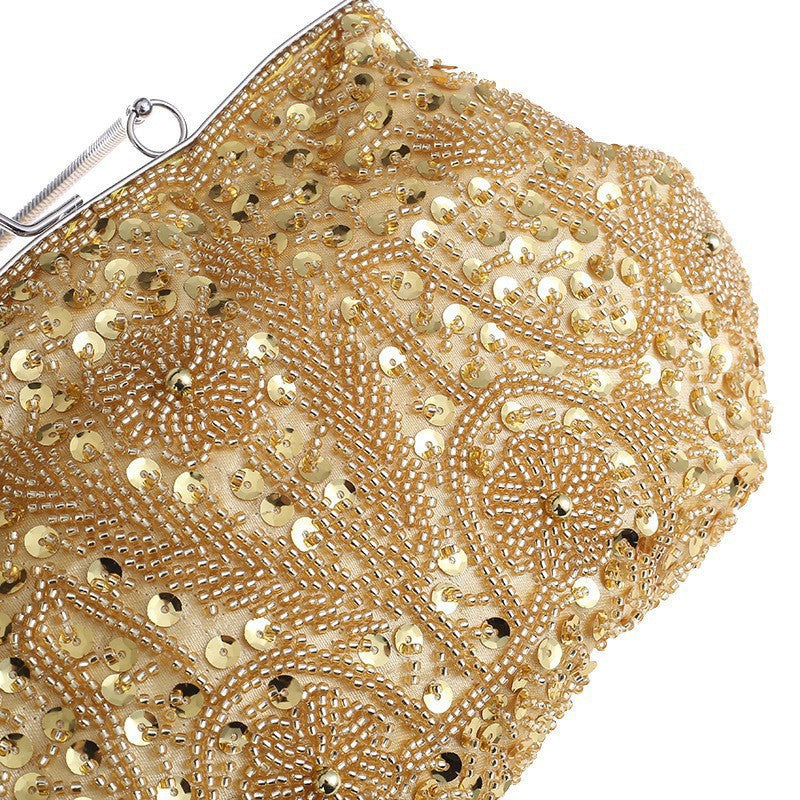 Fashion Glitter Clip Evening Purse Bead Embroidery Clutch Crossbody Bag Women Banquet Bridesmaid Wedding Party Tote Shoulder
