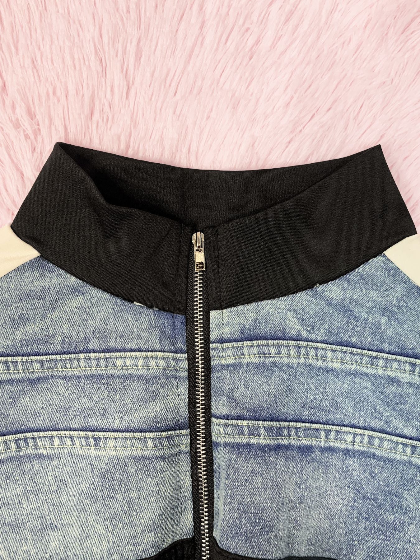 CM.YAYA Women Zipper Short Sleeve Wide Leg Jumpsuits Summer Denim Patchwork Street Holiday OL Night Party One Piece Suit Romper