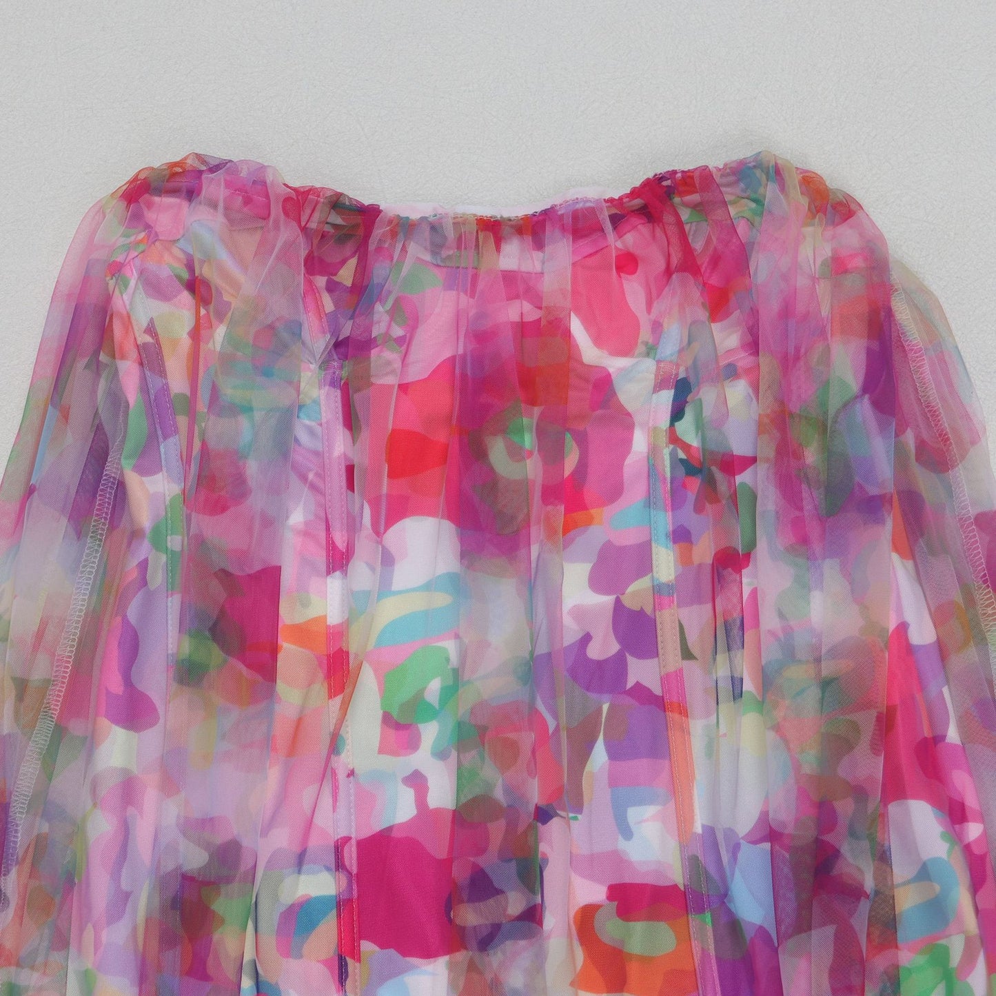 CM.YAYA Women Sleeveless Tie Dye Print Strapless Mesh Bodycon Midi Long Maxi Dress 2025 Birthday Club Party Vestido Sexy Dresses