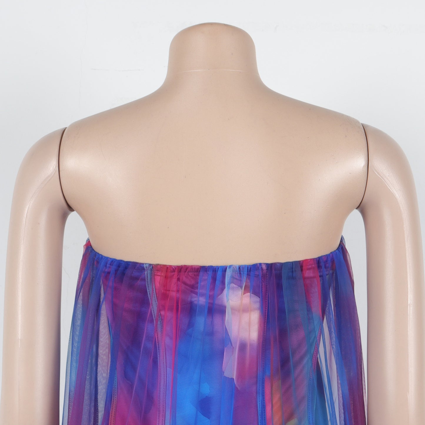 CM.YAYA Women Sleeveless Tie Dye Print Strapless Mesh Bodycon Midi Long Maxi Dress 2025 Birthday Club Party Vestido Sexy Dresses