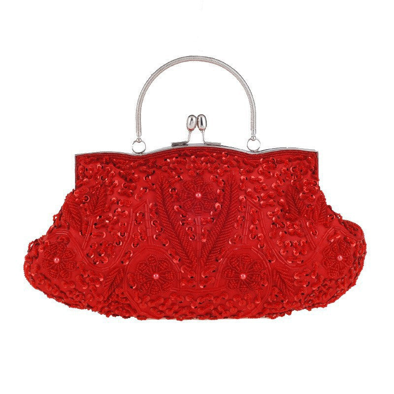 Fashion Glitter Clip Evening Purse Bead Embroidery Clutch Crossbody Bag Women Banquet Bridesmaid Wedding Party Tote Shoulder