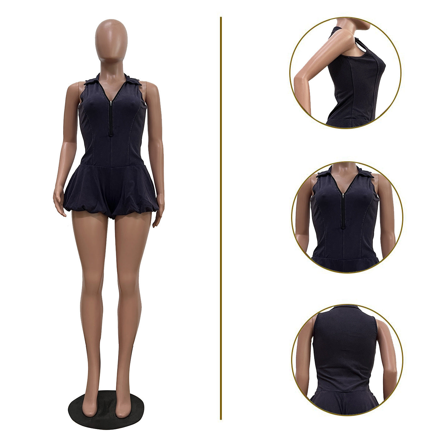 CM.YAYA 2025 Women Sleeveless Knitted Ribbed Patchwork Short Jumpsuit Playsuits Summer Street Elastic Party Romper One Piece Set
