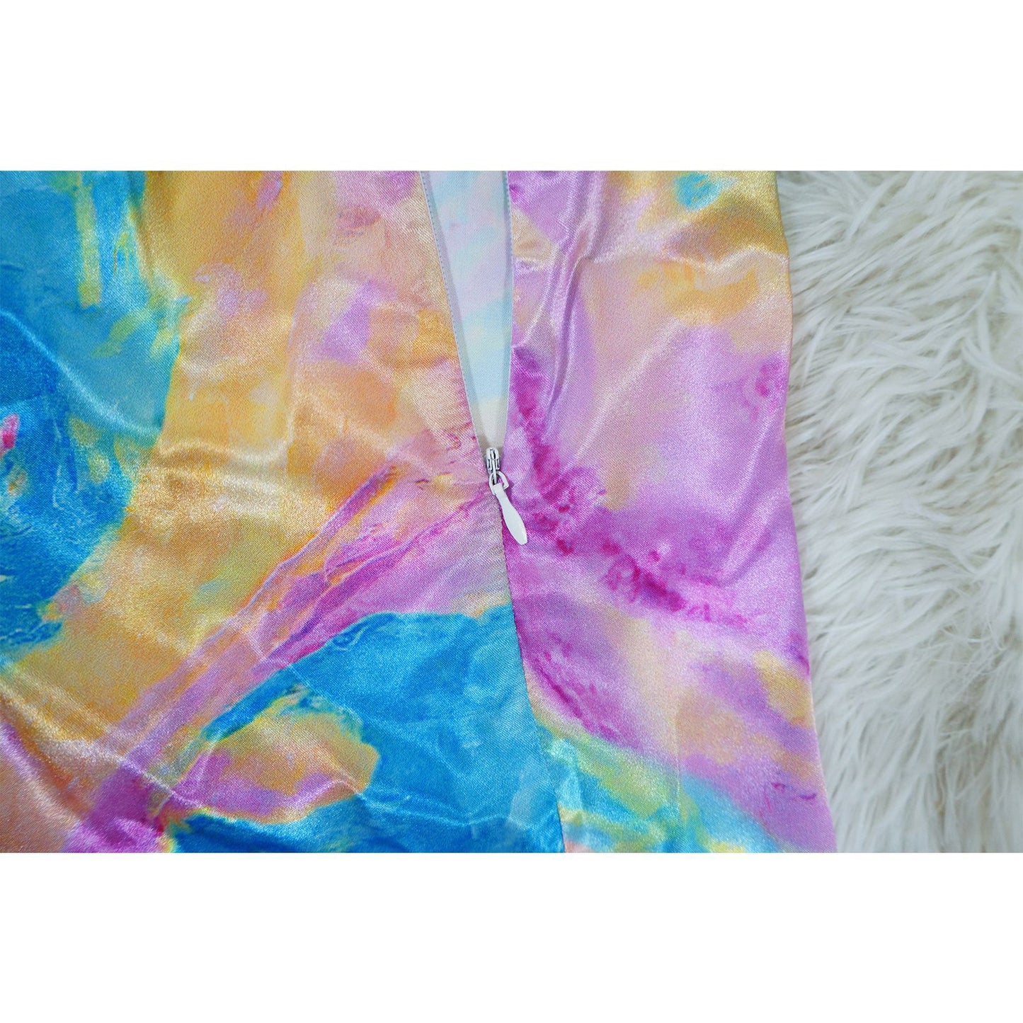 CM.YAYA Women Skew Collar Tie-dye Print Long Dress Summer Streetwear Beach Evening Sexy Night Party Split Maxi Dresses Vestidos