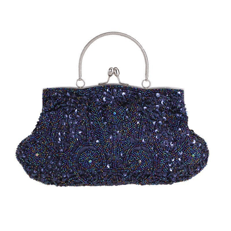 Fashion Glitter Clip Evening Purse Bead Embroidery Clutch Crossbody Bag Women Banquet Bridesmaid Wedding Party Tote Shoulder