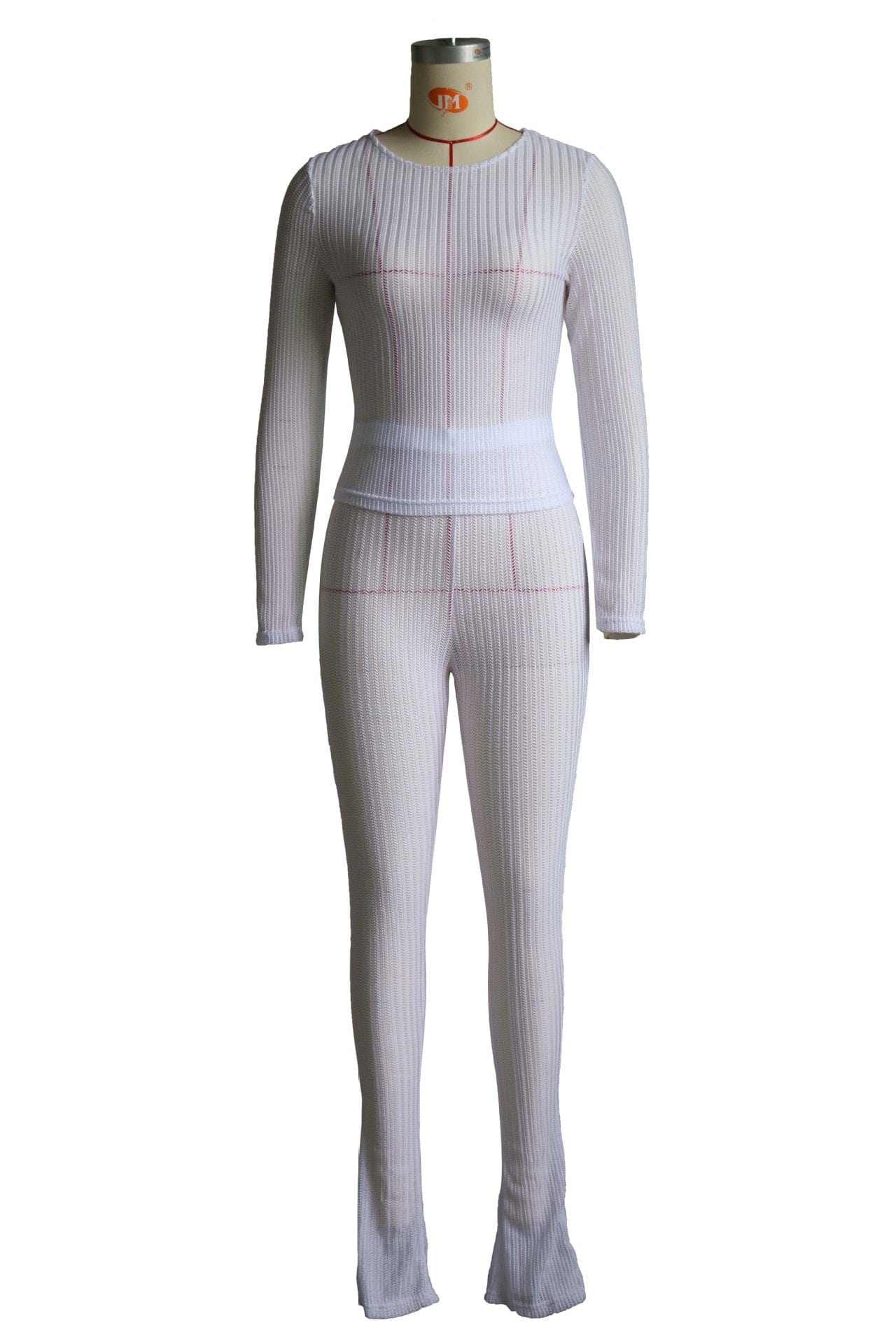 CM.YAYA Fashion See Though Women's Set Long Sleeve T-shirt and Flare Pants 2024 Active Street Two 2 Piece Sets Outfits Tracksuit