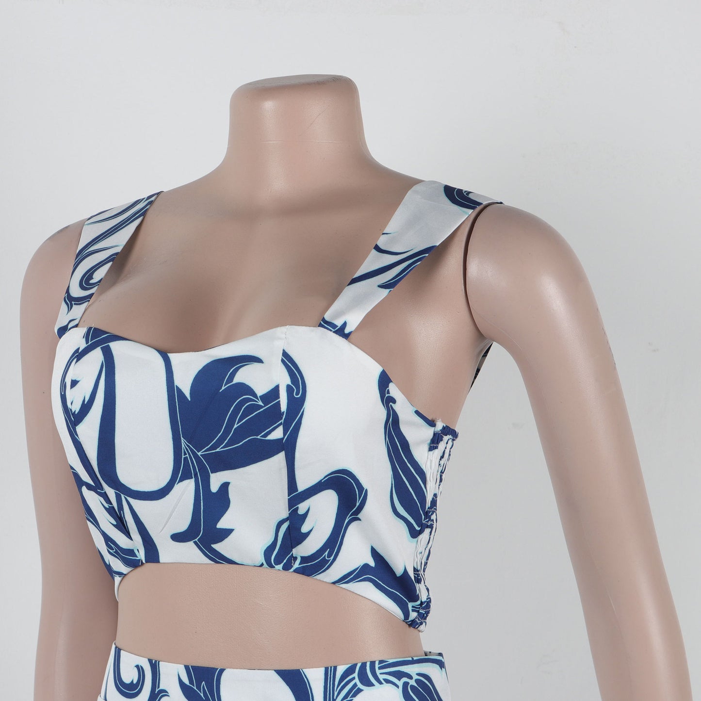 CM.YAYA 2024 Summer Women's Set Sleeveless Strapless Tops +Wide Leg Pants Print Party Street Two 2 Piece Sets Outfits Tracksuit