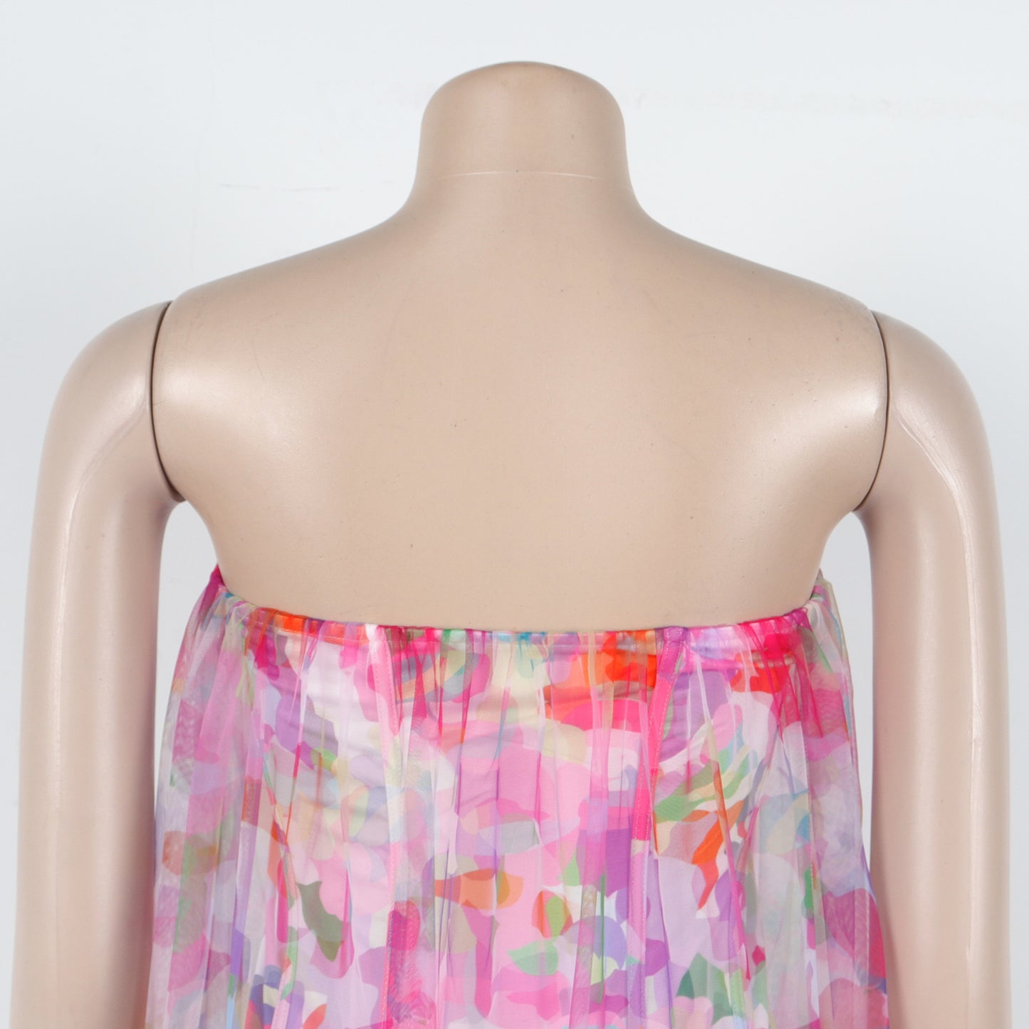 CM.YAYA Women Sleeveless Tie Dye Print Strapless Mesh Bodycon Midi Long Maxi Dress 2025 Birthday Club Party Vestido Sexy Dresses