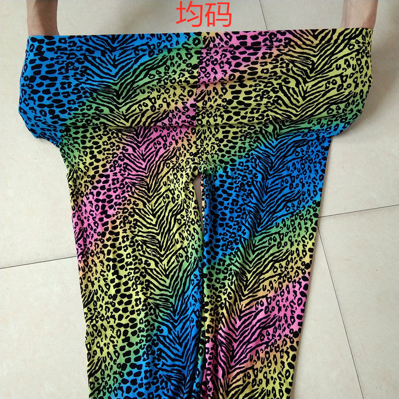FCCEXIO Leopard Grain Color Print Women Leggings High Elastic Running Sports Leggings Slim Female Casual Trousers Fitness Pants