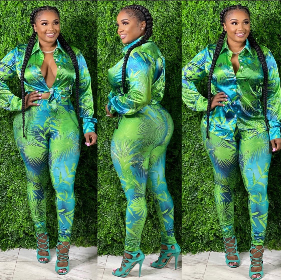 CM.YAYA Autumn Letter Leaf Print Women's Set Blouses Shirt Legging Pants Suit Active Wear Tracksuit Two Piece Set Fitness Outfit