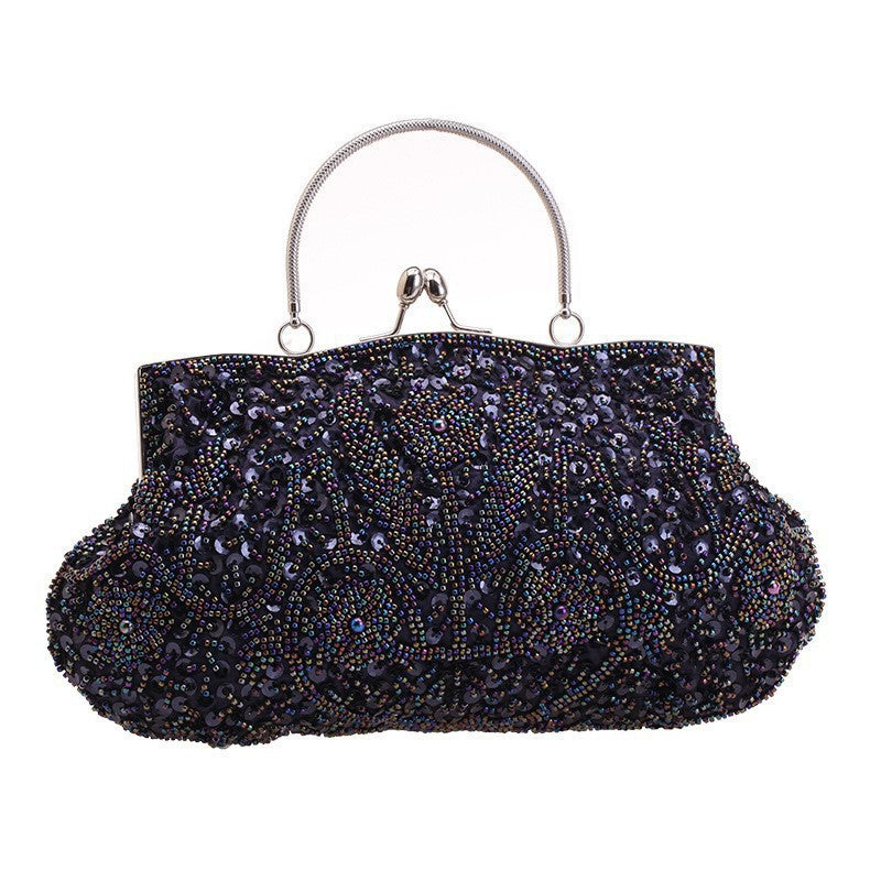 Fashion Glitter Clip Evening Purse Bead Embroidery Clutch Crossbody Bag Women Banquet Bridesmaid Wedding Party Tote Shoulder
