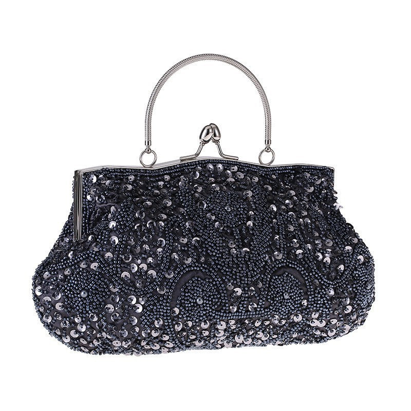 Fashion Glitter Clip Evening Purse Bead Embroidery Clutch Crossbody Bag Women Banquet Bridesmaid Wedding Party Tote Shoulder