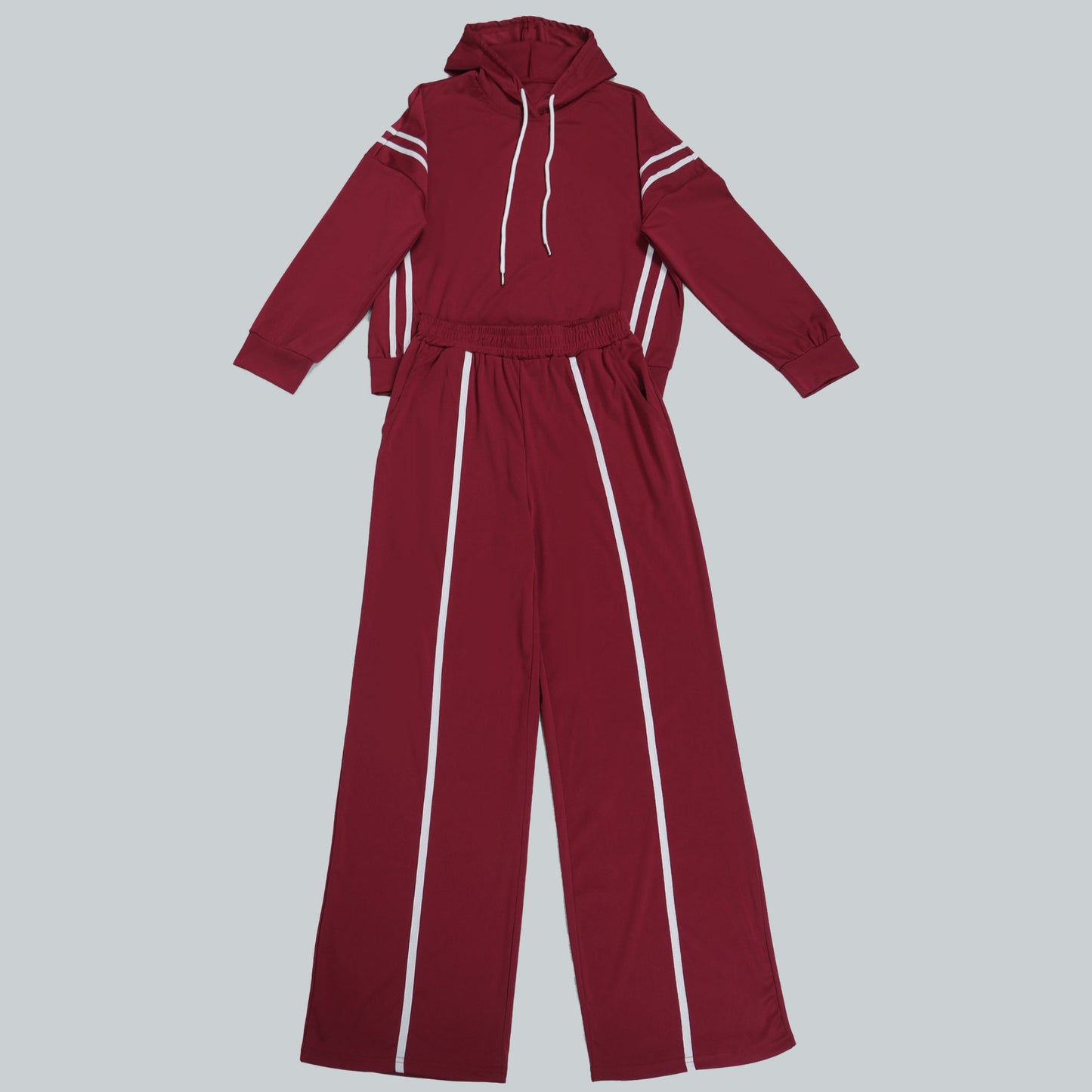 CM.YAYA Fashion Striped Splicing Women's Set Long Sleeve Hooded Sweatshirt and Sweat Pants Tracksuit 2024 Two 2 Piece Set Outfit