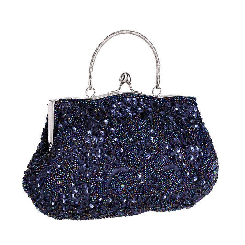 Fashion Glitter Clip Evening Purse Bead Embroidery Clutch Crossbody Bag Women Banquet Bridesmaid Wedding Party Tote Shoulder