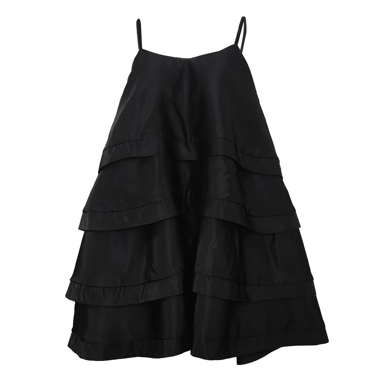 CM.YAYA Women Spaghetti Strap Tierred Big Swing Sleeveless Ball Gown Mini Dress 2023 Vintage Party Evening High Street Dresses