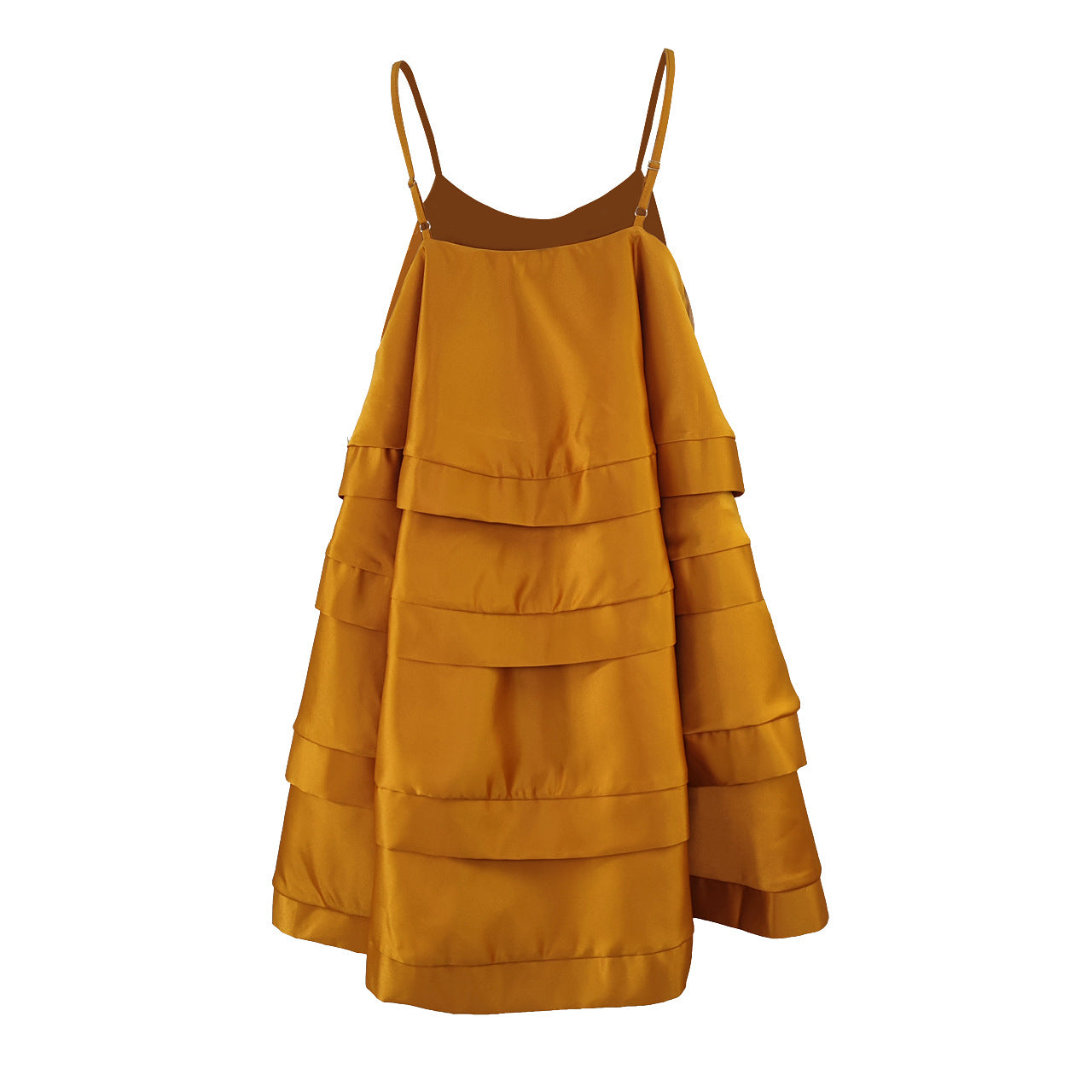 CM.YAYA Women Spaghetti Strap Tierred Big Swing Sleeveless Ball Gown Mini Dress 2023 Vintage Party Evening High Street Dresses