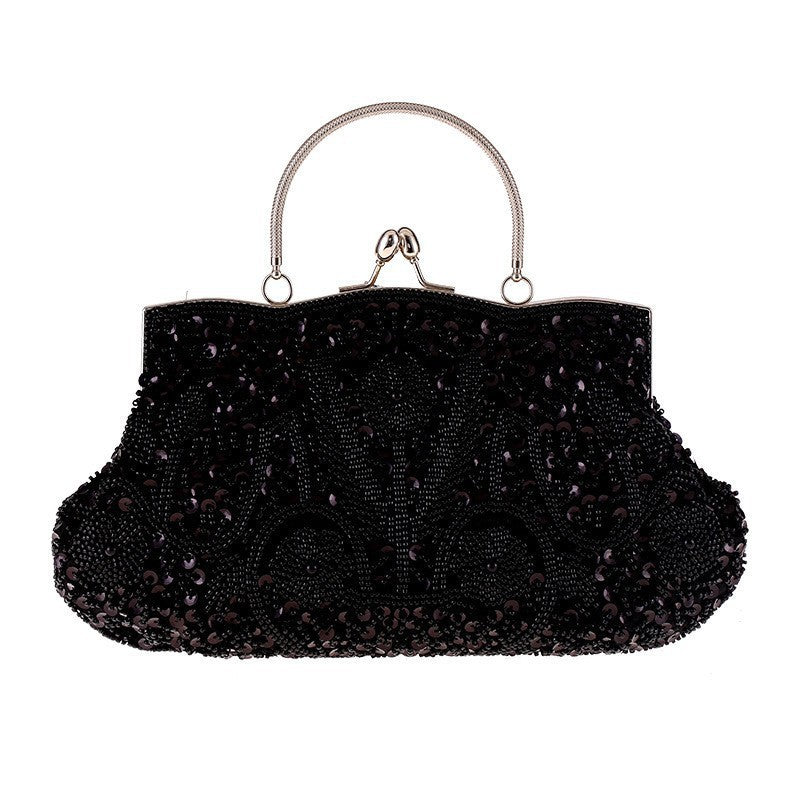 Fashion Glitter Clip Evening Purse Bead Embroidery Clutch Crossbody Bag Women Banquet Bridesmaid Wedding Party Tote Shoulder