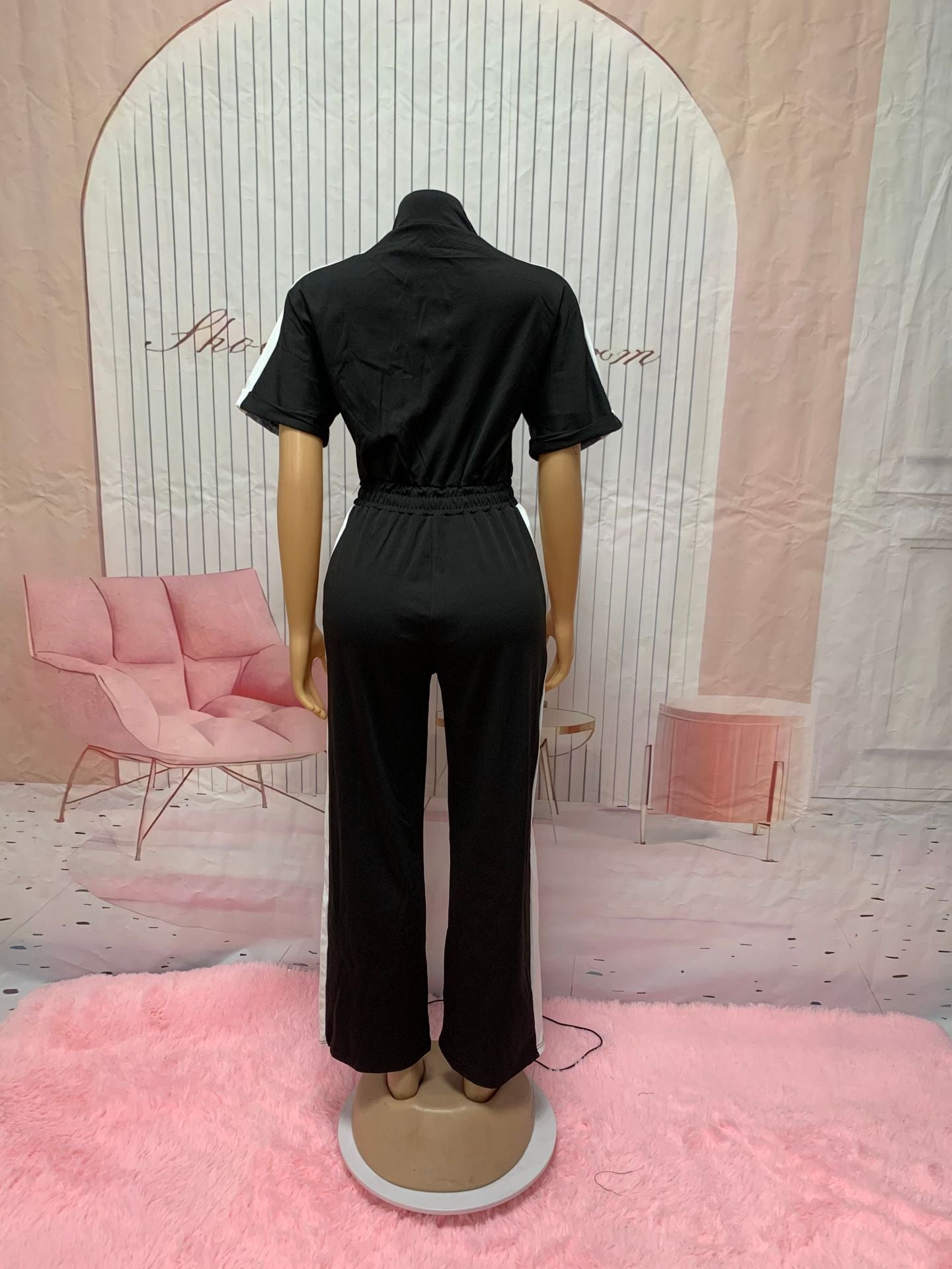 CM.YAYA Women Zipper Short Sleeve Wide Leg Jumpsuits Summer Denim Patchwork Street Holiday OL Night Party One Piece Suit Romper