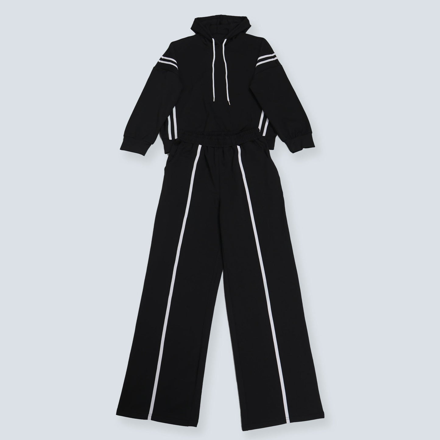 CM.YAYA Fashion Striped Splicing Women's Set Long Sleeve Hooded Sweatshirt and Sweat Pants Tracksuit 2024 Two 2 Piece Set Outfit