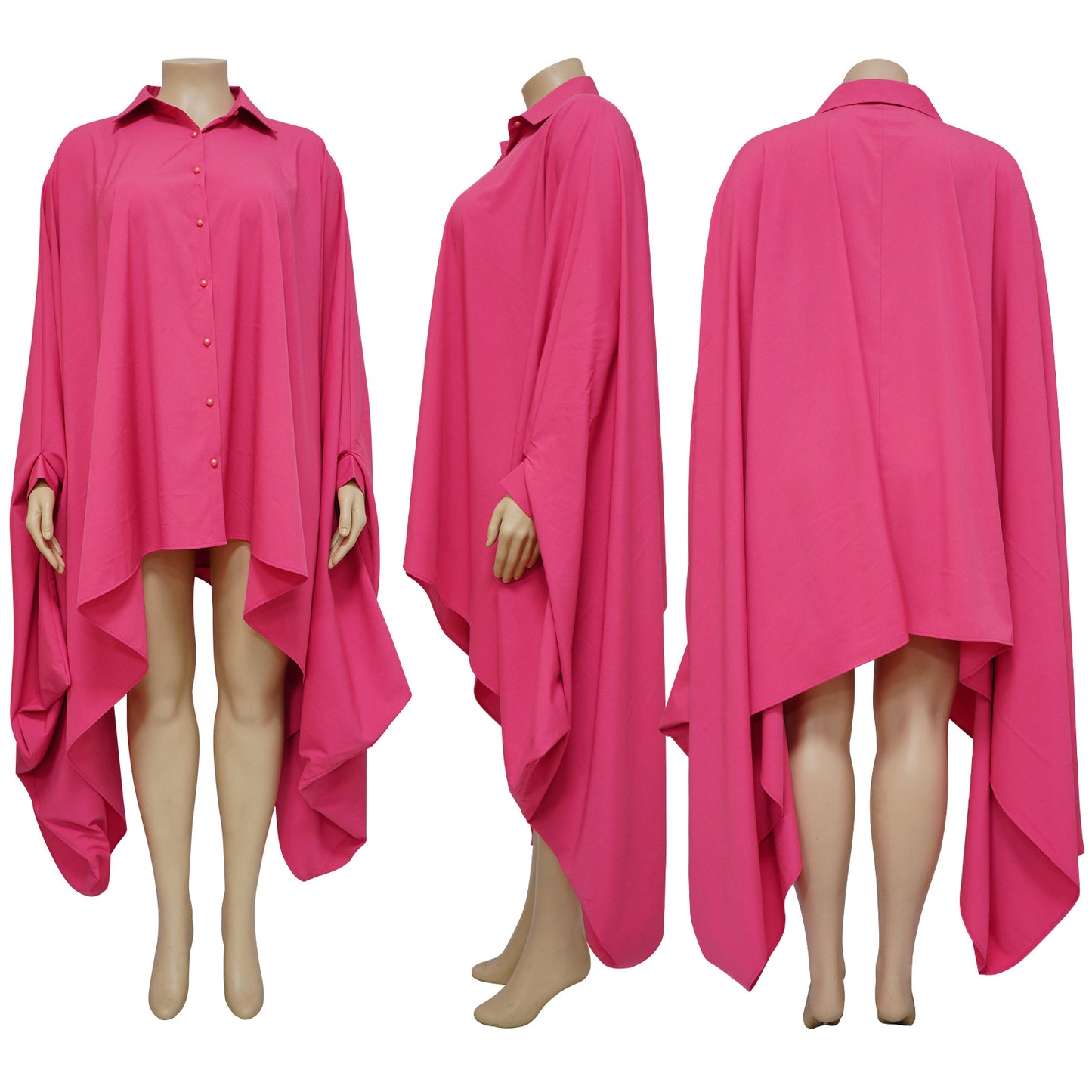CM.YAYA Women Batwing Long Sleeve Asymmetrical Loose Shirt Style Maxi Long Dress Fashion Vintage Autumn Winter Female Dresses