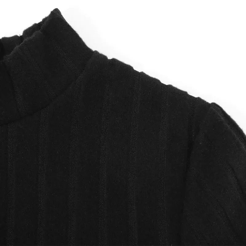 Spring Sexy Women's A-Line Dresses Fashion New Club Party Half High Collar Long Sleeves Black Dress Female Casual Slim Dresses