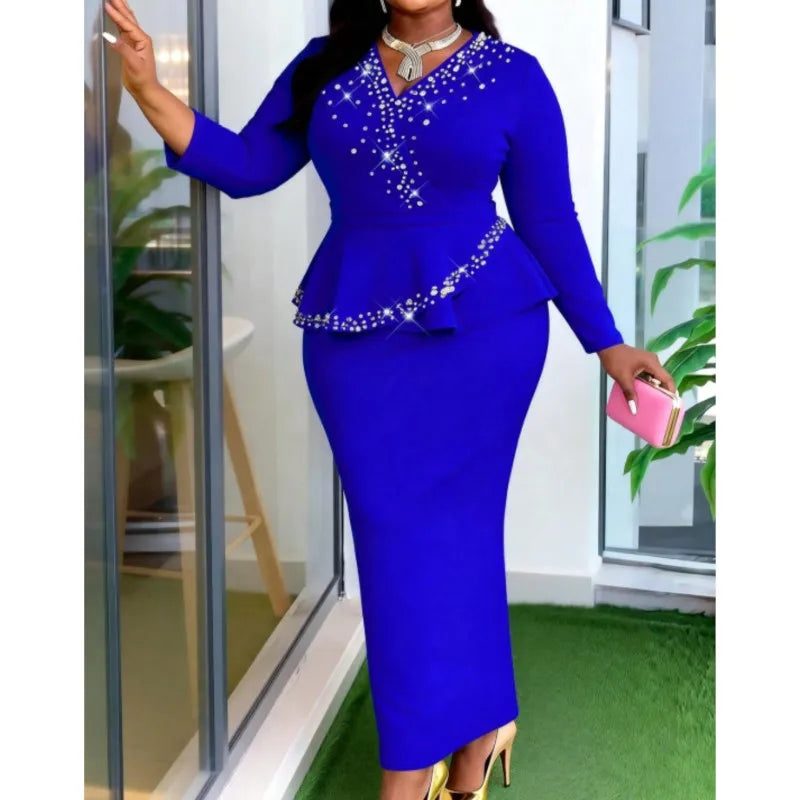 Elegant Long Sleeve Plus Size Dashiki Dress for Women