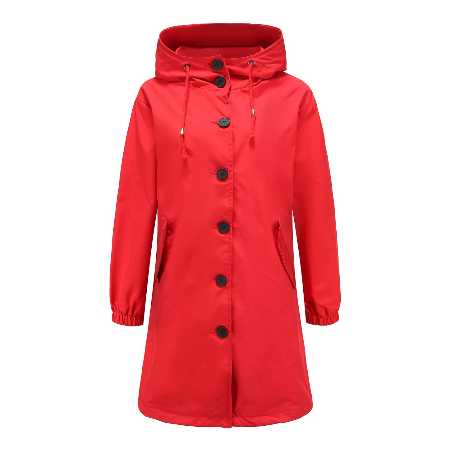 Spring Autumn Women's Trench Coat Water-Repellent Hooded Windbreaker Outdoor Loose Casual Zipper Long Jacket