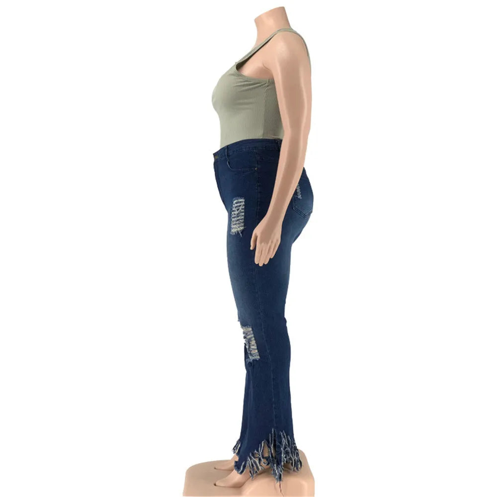 Wmstar Plus Size Jeans Women Bodycon Stretch Solid Pockets High Waist Fashion Denim Flared Pants 2022 Wholesale Dropshipping