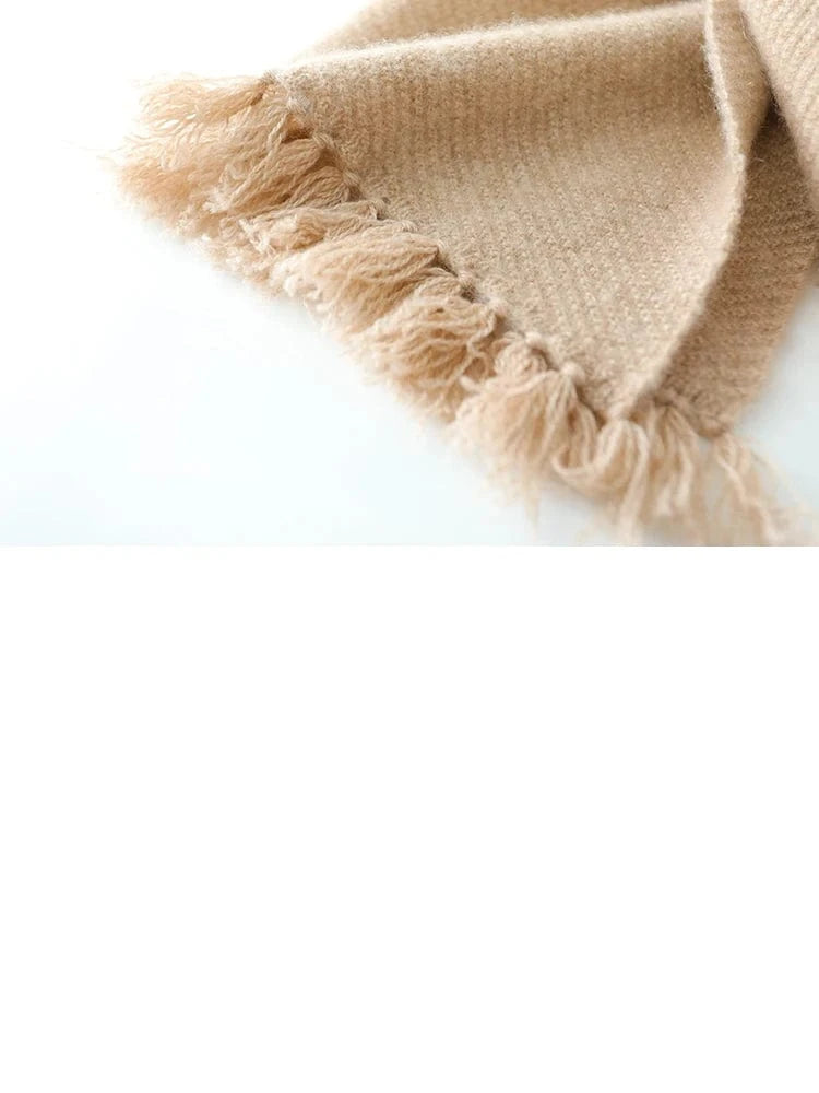 New Chic Women 100% Cashmere Scarf Autumn Winter Cashmere Knitted Tassel Long Shawls Row Style Basic Soft Warm Scarf Luxury Tops