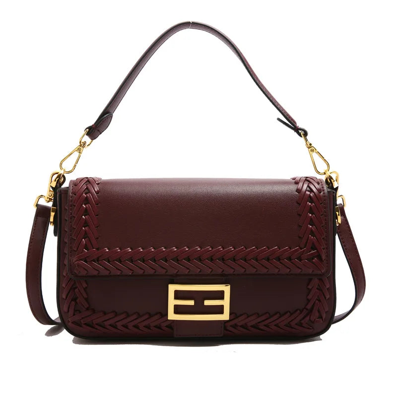 2025 Designer Shoulder Bag Collection - Bamboo Woven Crossbody Saddle Bag, Elegant Top Handle Hobo Purse with Chain Strap