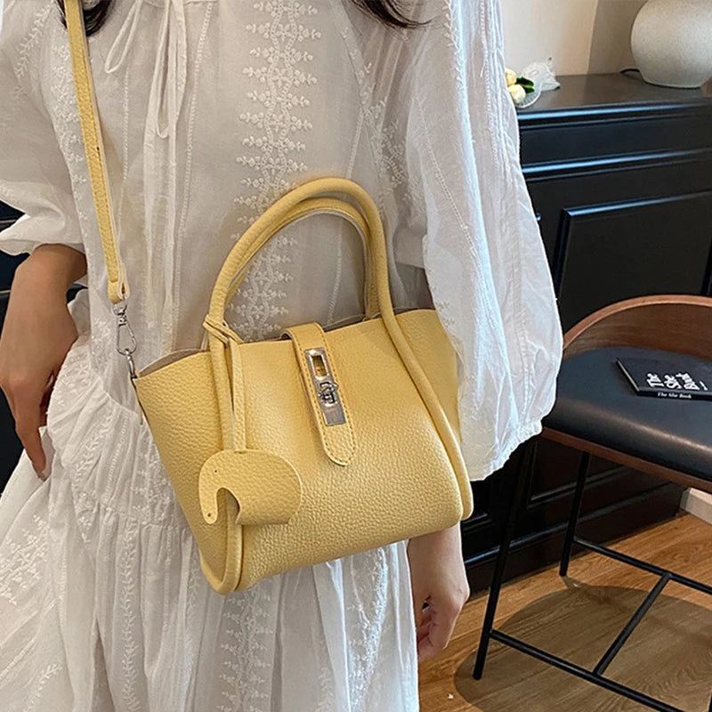 Fashion Design Women Bucket Bag Brand Trendy Basket Bag Versatile Simple Solid Color Texture Women's Bag Shoulder Crossbody Bag