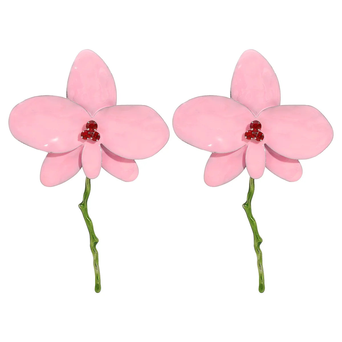 Fashion Vacation Style Petal Earring Exaggerated Metal Big Flower Earrings for Women