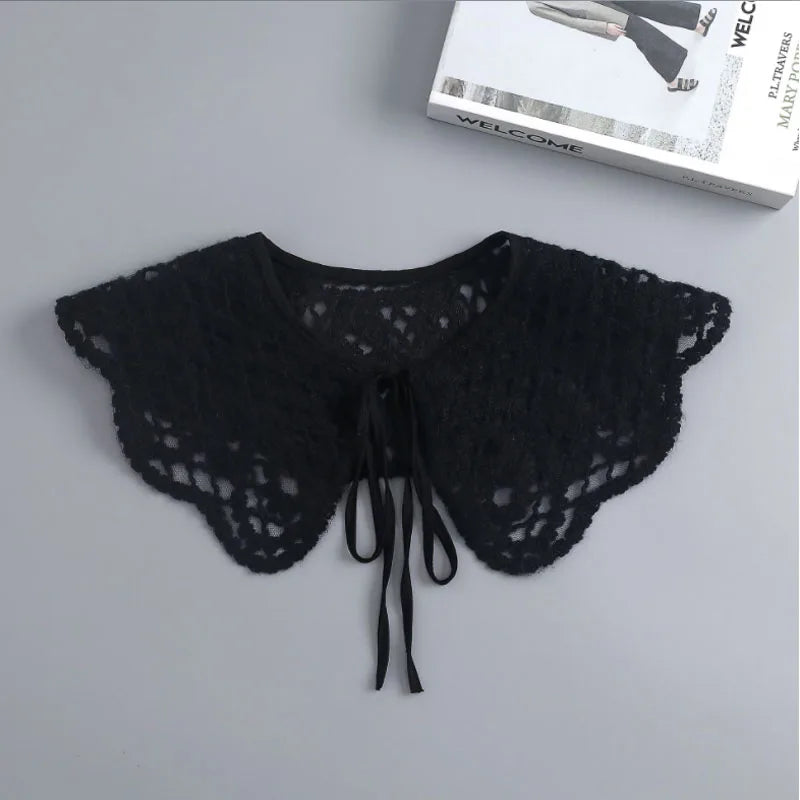 Removable Lace Doll Fake Collar Women Tie Ladies White Shawl Wrap Detachable Embroidered Lapel False Collar Clothes Accessory