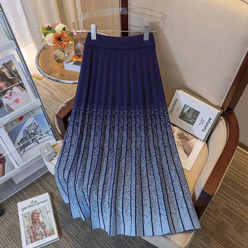 Relaxing Fit Pleated High Waist A Line Midi Skirt For Women