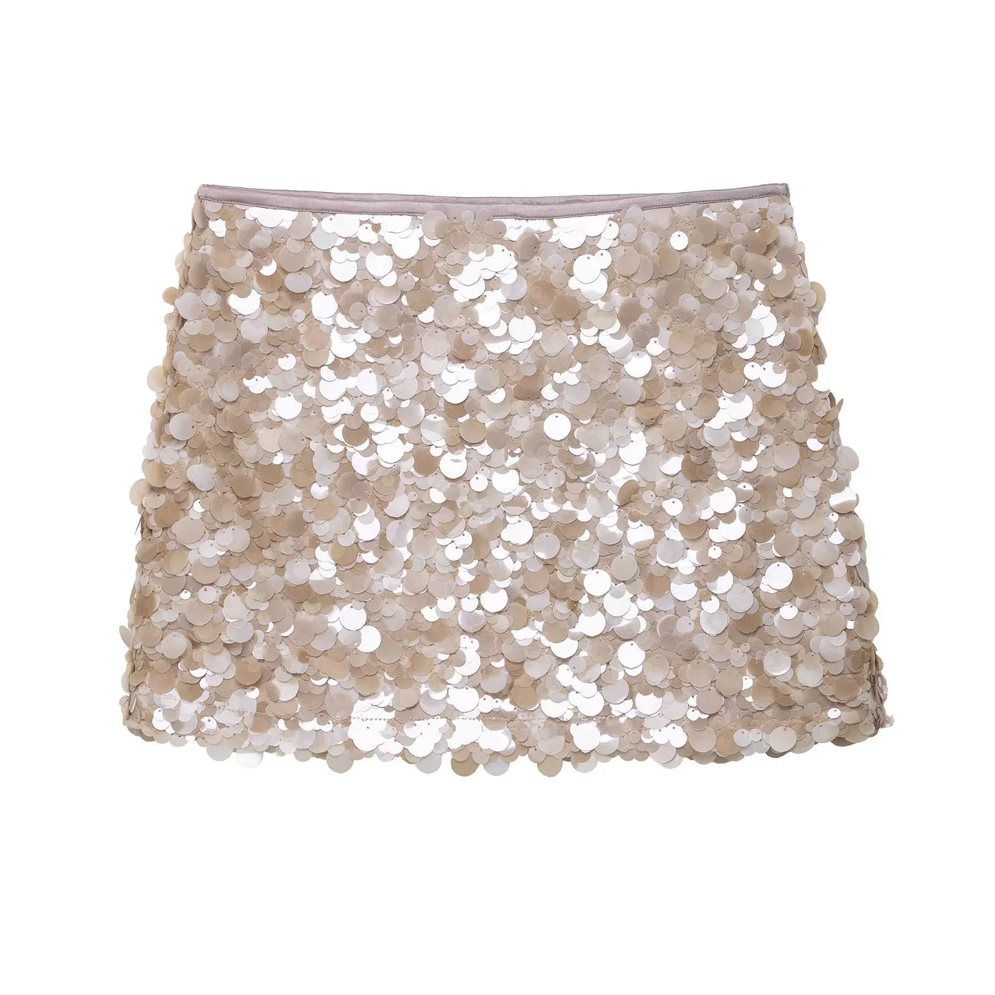 TRAFZA 2025 Spring Summer Sexy Butter Yellow Women Skirts Fashion Streetwear Beading Solid Straight Chic Ladies Mini Skirts