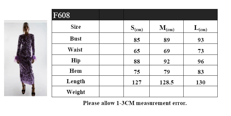 Women's Dress Elegant Celebrity Party Sequin Cuff Feather Retro Slim Long-Sleeve Long Dress Fashion Evening Party Dress