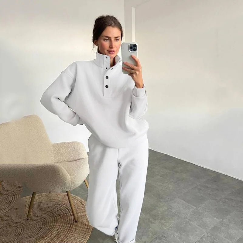 Oversized Warm Casual Hoodie and Long Pants Set for Women