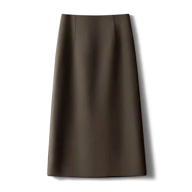 Tailored High Waist Solid Split Midi Skirt for Women