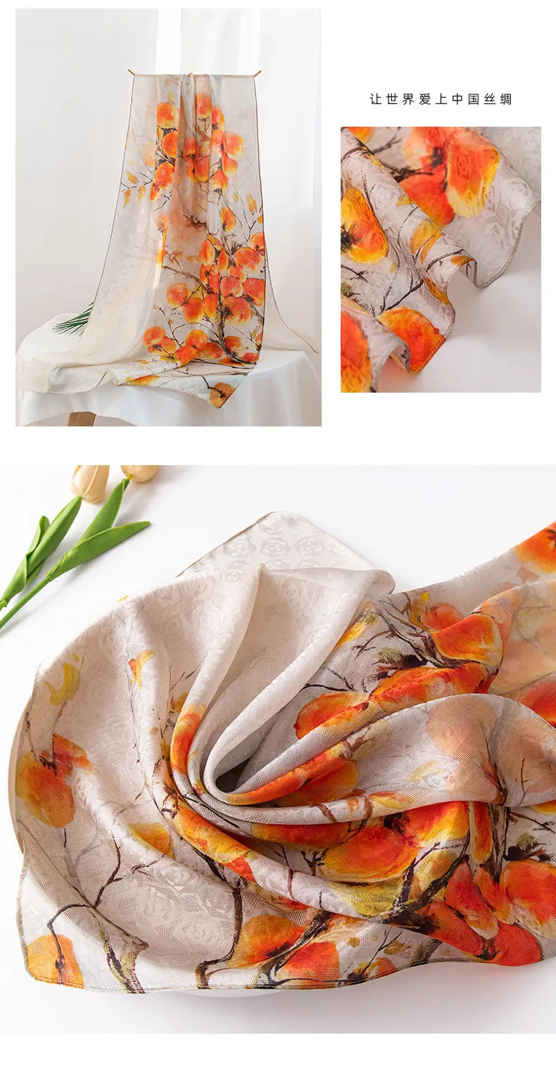High-end women's new 100 mulberry silk scarf shawl cheongsam 170 * 55cm
