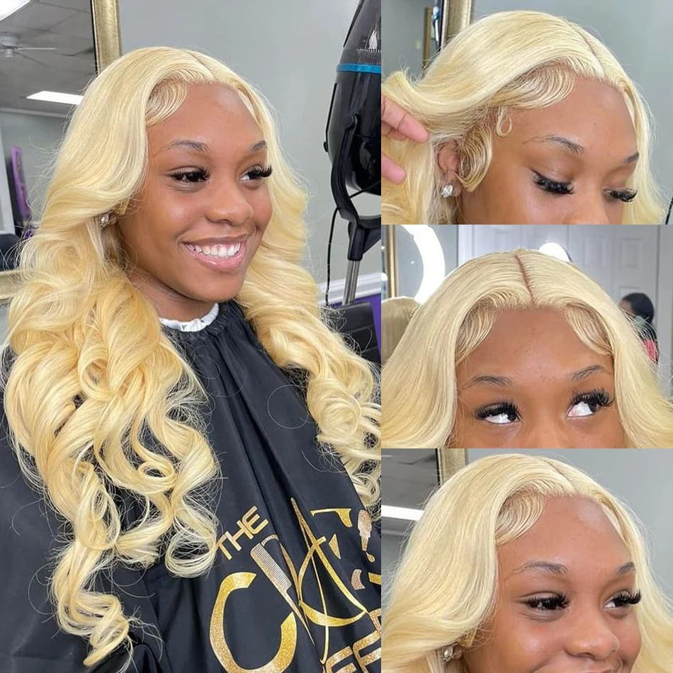 Blonde Body Wave Lace Front Wig HD Transparent 13x4 13x6 Frontal Human Hair 613 Pre Plucked Full Frontal Wigs 200% 40 46 Inch