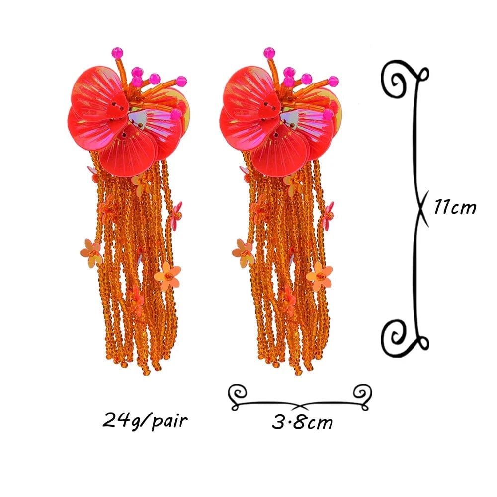 Fashion Beaded Earrings Bohemian Women's Handmade Flower Drop Earrings Ethnic Statement Jewelry Wholesale