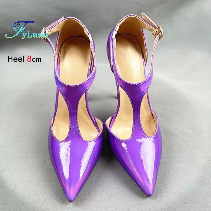 Elegant Purple Pointed Toe Stiletto Heel Sandals for Women