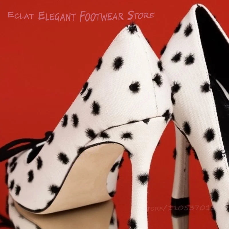 Elegant Slip On Pointed Canvas Stiletto Pumps for Women