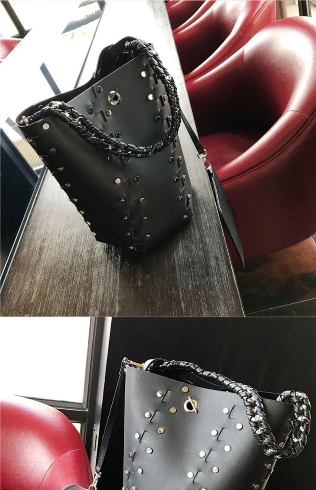 Original Designer Brand Chain Bucket Bag New Handbag Rivet Shoulder Bags for Women Сумка Женская