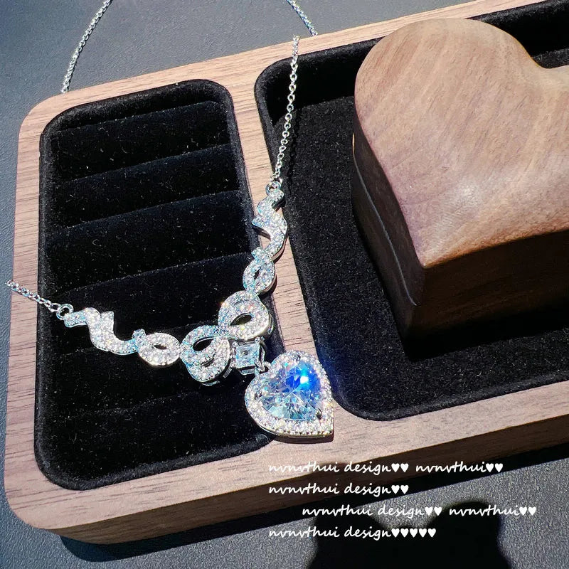 Heart Zircon Pendant Necklace in Sterling Silver for Women
