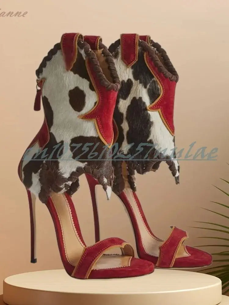 Mixed Color New Design Hollow Sandals Back Zipper Stiletto High Heel Party Fashion Sexy Women Shoes 2025 Summer New Para Mujere
