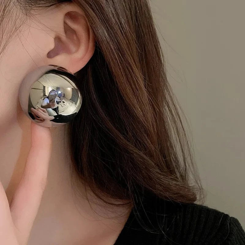 Metal Round Earrings Exaggerated Fashionable Style Geometric Jewelry Wholesale Girl