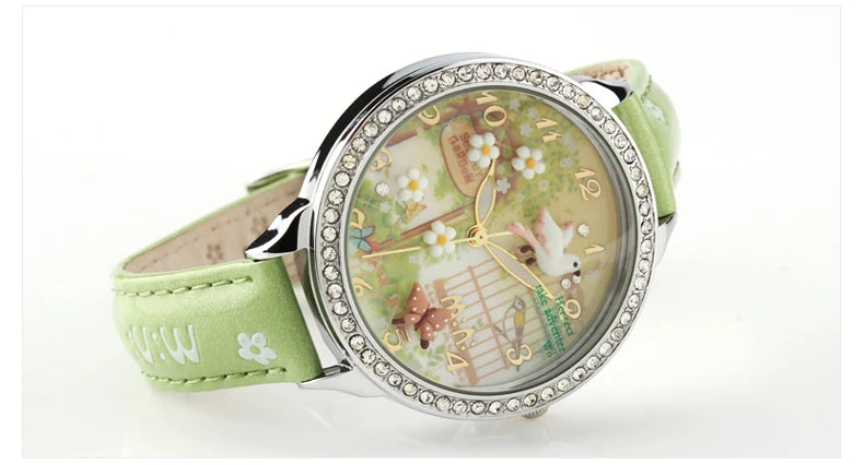M:N: Brand Fashion Watch Ladies Luxury Hand-made 3D Bird Girl Gift Quartz Wristwatches Waterproof Luminous for Women Reloj Mujer